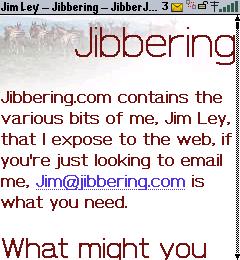 Rendering of jibbering.com on a blackberry 7100t